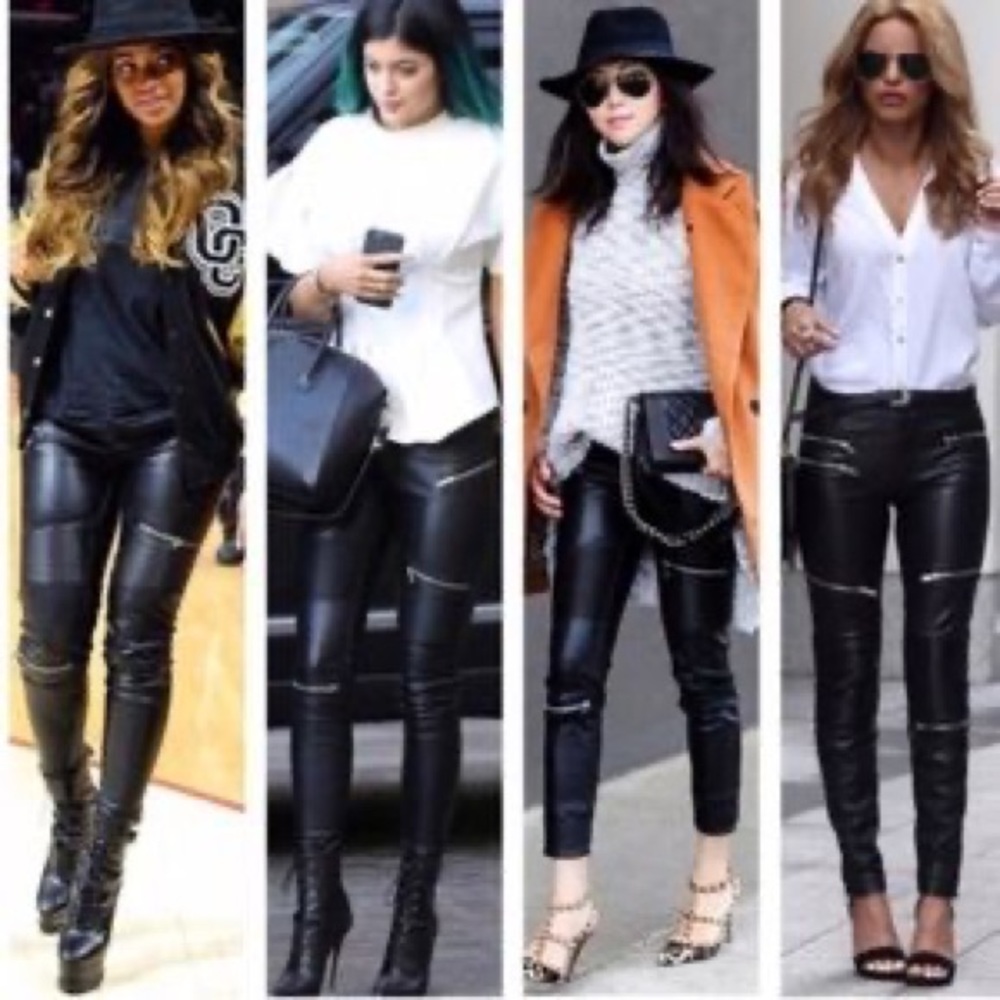 Zara Faux Leather Leggings with Zips